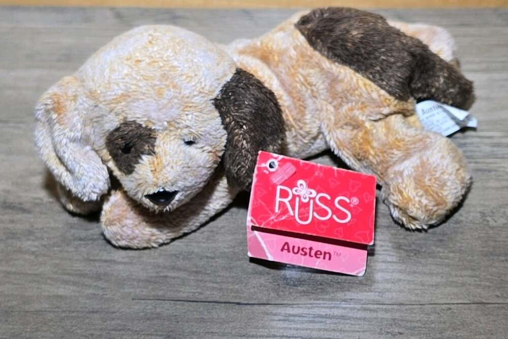 Russ Luv Pets Austen Brown Tan Puppy Dog Stuffed Beanbag Plush Toy 6” w/Tags